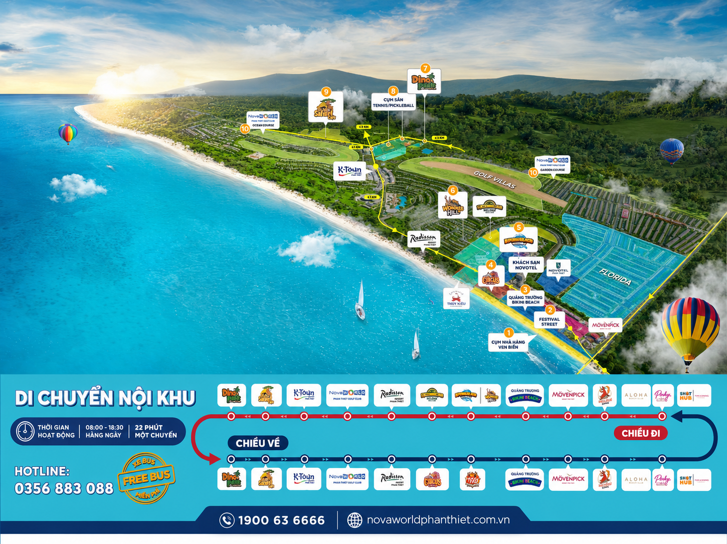 Bản đồ địa điểm thi đấu Sports Festival 2026 tại NovaWorld Phan Thiết