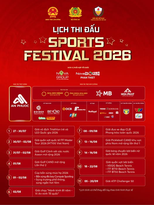 Bảng lịch thi đấu Sports Festival 2026