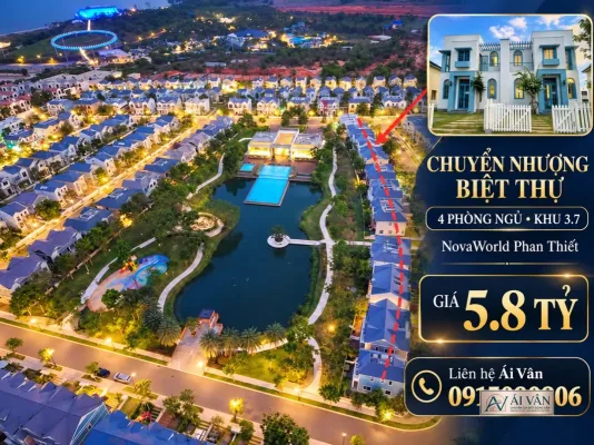 Biệt thự song lập NovaWorld Phan Thiết – Chuyển nhượng biệt thự 4 phòng ngủ khu 3.7 Novaworld Phan Thiết giá 5.8 tỷ