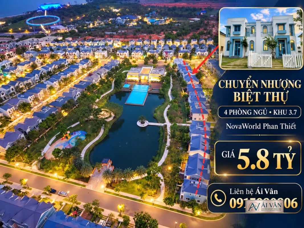 Biệt thự song lập NovaWorld Phan Thiết – Chuyển nhượng biệt thự 4 phòng ngủ khu 3.7 Novaworld Phan Thiết giá 5.8 tỷ